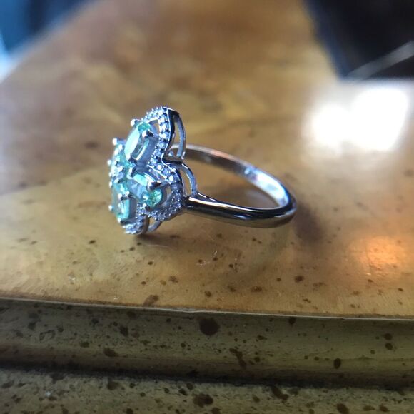 Natural Mint Garnet Moissanite Sterling Silver Ring Size 6 - Picture 5 of 9